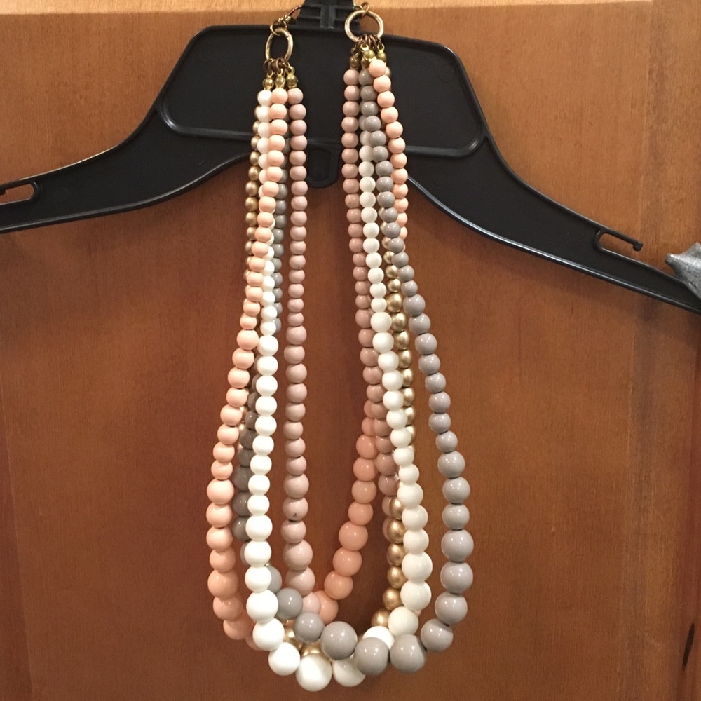 5 strand multi-color faux pearl necklace